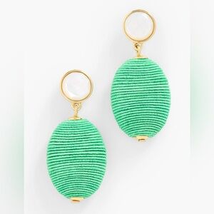 Talbots Thread Wrap Drop Earrings Green & Gold New With Tag & Gift Box included